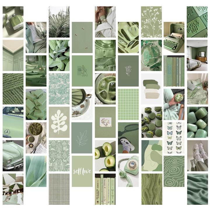 20-Pack Sage Green Aesthetic Wall Collage Kits, 4x6 Inch Photo Cards, Premium Glossy Paper
