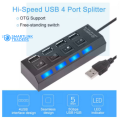 USB Hub 4 Port With 4 Buttons And 4 LED Indicator USB Hub for PC and Laptop 2.0. 