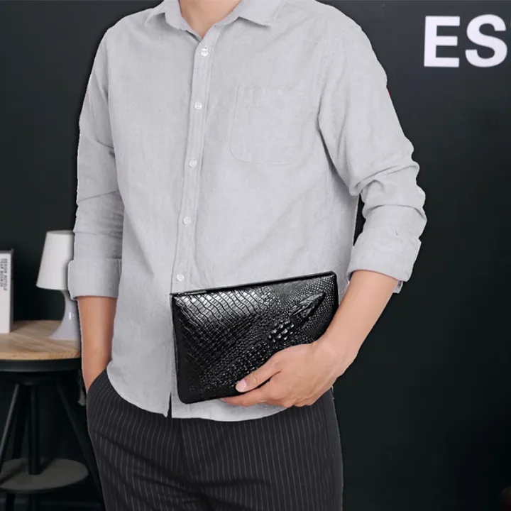 DGSenpi%20Pattern%20Embossed%20Men's%20Clutch%20New%20Large%20Capacity%20Envelope%20Bag%20European%20and%20American%20Men's%20Clutch%20Korean%20Men's%20Bag%20Briefcase%20-%20Image%209