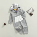 Baby Romper, Boys Cartoon Long Sleeve Hooded Jumpsuit Playsuit with Zipper for Spring Fall, Gray, 3-18 Months. 