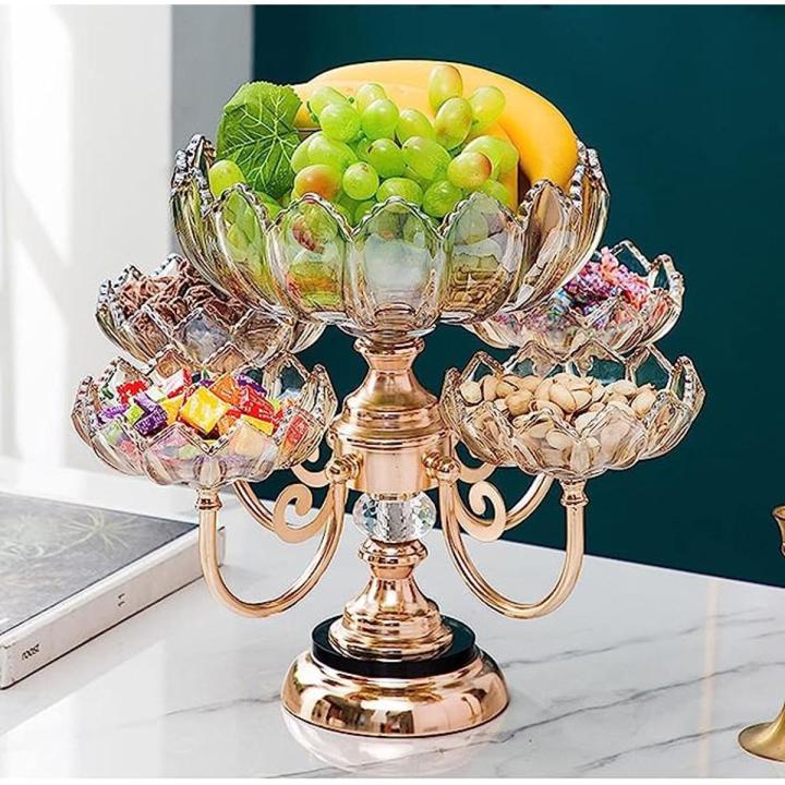 Crystal plates fruit bowl multilayer snacks platters and trays Modern Rotate 360 degrees Snack candy tray dry fruit plate