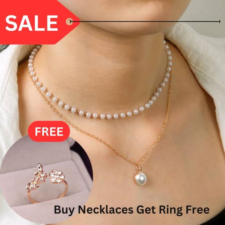 Multi-layer Pearl Pendant for girls stylish Charm Choker Chain