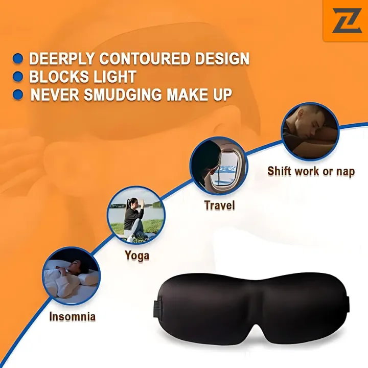 ZEXT%20COMFY%203D%20Sleep%20Eye%20Mask%20Soft%20Padded%20Adjustable%20Blindfold%20Travel%20Sleeping%20Mask%20Black%20-%20Image%206
