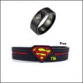 Pack Of 2- Black Superman Band And Ring For Men And Boys(Unisex). 