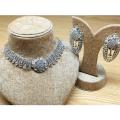 Jewellery Set - Choker Hyderabadi Set - (2 in 1) Necklace, Earrings with Golden Combination - Artificial Jewellery for Women & Girls - Fashion Jewellery Collection. 