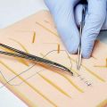 Complete Suture Practice Kit for Medical and Vet Students - Reusable Skin Simulation Silicon Pad with Pre-Cut Wounds, Full Set of Essentials Stainless Still Suturing Tools. 
