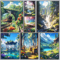 Decor, wall home decoration featuring the magnificent scenery of a natural valley in spring with wildflower fields poster, wind summer landscape canvas painting.. 
