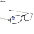 Fashion MINI Design Telescopic Reading Glasses Men Women Folding Small Glasses Frame Black Metal With Original Box Portable. 