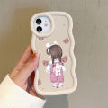 AMORVOR for Infinix Hot 8 Hot 8 Pro Back Cover Lovely Girl Pattern Luxury Phone Case Macaron Wave Soft Silicone Mobile Cover. 