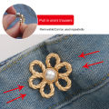 Delanme Effortless Jean Adjustment Flower Design Waist Adjuster for Loose Jeans Skirts No-sewing Button Buckle Adjustable Reusable Pant Waist Tightener. 
