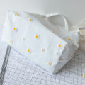【Spot Cotton bag Mesh Daisy Double Layer Canvas Shoulder Bag Korean Ins Lace Small Square Bag Plain Temperament Canvas Tote Bag. 