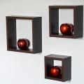 SET OF 3 PIECES CUBICLE WALL HANGING SHELF DARK BROWN. 