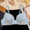 Sanrio Hello Kitty Women Underwear Bra Panty Set Cartoon No Wire Push Up Underwear Female's Breathable Gathered Bra S. 