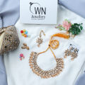 Jewellery Set Kundan - (3 in 1) Necklace, Earrings & Maang Tika - Artificial Jewellery for Women & Girls - Fashion Jewellery Golden Combination  OWN Jewellery. 