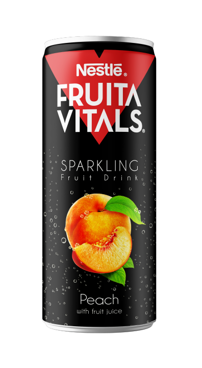 Can - Nestle FRUITA VITALS Sparkling Cans Peach - Fruit flavored soft drink