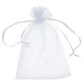 100 Pieces 4 by 6 Inch Organza Gift Bags Drawstring Jewelry Pouches Wedding Party Favor Bags (White&Aqua Blue). 