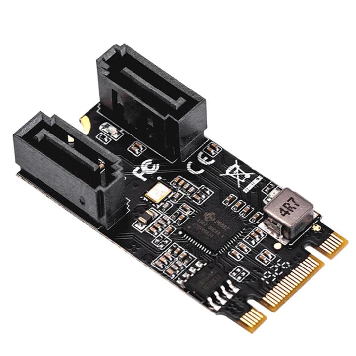 M2 PCIE NVMe SATA6G 2 Port SATA III 6Gb/S M.2 22X42 M Key and B Key Controller Adapter Card JMB582