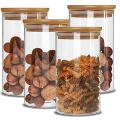 Glass 1400 ml Kitchen Storage Borosilicate Glass Jar And Container, Air Tight Bamboo Wooden Lid Container, Transparent Glass Cereal Dispenser   (  pack of 4  ) (pack of 3 )     |   with 8   stickers for labling. 
