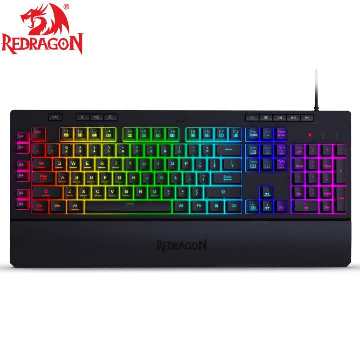 Redragon K512 RGB Membrane Gaming Keyboard with Multimedia Keys 6 Extra On-Board Macro Keys and Media Control