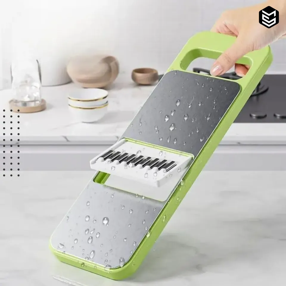 5 in 1 Multifunctional Stainless Steel Vegetable Cutter & Mandoline Slicer, Grater, Interchangeable Blades & Hand Protectors for Quick & Easy Kitchen Prep, Perfect for Onion, Potato, Salad & More – Compact & Efficient Gadget Ramzan Special - Malahim Store