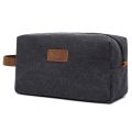 Men's Makeup Bag  Men Travel Toiletry Bag Canvas Leather Makeup Organizer Shaving Storage Pouch Cosmetic Bag Black. 