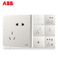 ABB switch panel frameless Xuanzhi arc edge Athens white one open two open five-hole TV telephone socket package. 
