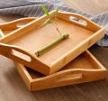 Wooden Serving Tray Tea Trays with handles, Tea Coffee Food Platter Tray Set (Set of 3). 