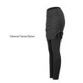 Fitness Tights High Waist Solid Color Pleated Skinny Legging Skirt. 