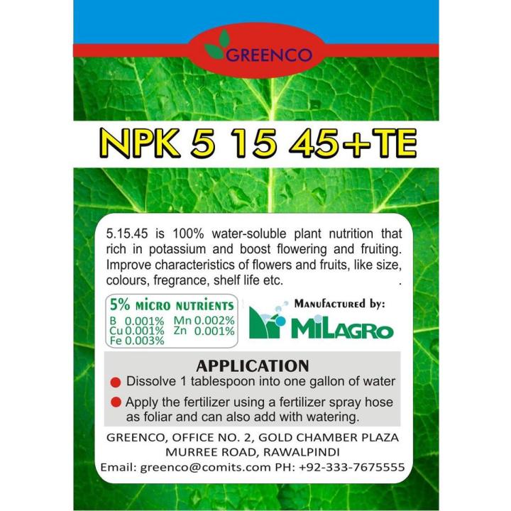 Economical Pack NPK 5-15-45 Fruiting Flowering Booster Fertilizer For All Plants