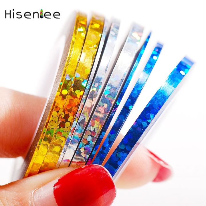 【Beauty Code】Hisenlee 3 Rolls 1MM 2MM 3MM Nail Art Glitter Stripping Tape Strips Decor Tools Nail Adhesive Manicure