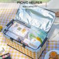 Picnic Bag, Insulated Folding Picnic Basket, Cooler and Warmer, Leak-Proof Two Handles and Easy to Carry for Outdoor Picnic Market Shopping Barbecues Parties Camping Beach Travel. 