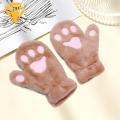 Cat Lover Gloves Adorable Cat Paw Winter Mittens for Women Anti-slip Warm Gloves for Skiing Cycling Cute Cartoon Design Thick Plush Material Perfect for Outdoor Activities Winter Gloves. 