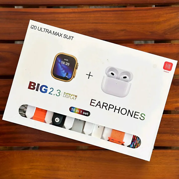 i20 Ultra Max Suit 10-in-1 Smartwatch Bundle – 2.3” HD Display ...
