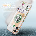 Jizetin (Free Lanyard) for iPhone 12 Mini Back Cover Coffee Macarons Luxury 6D Plating Case Side Pattern Soft Silicone Square Mobile Phone Cases. 