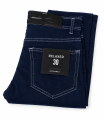 Men’s Dark Blue Slim-Fit Stylish Contrast Stitching Denim Jeans. 