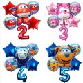 【KuaKe Mall】6Pcs/Lot Super Cartoon Jett Balloons Super Wings Toys Birthday Party 32 Number Decorations Kids Toy Balloons. 