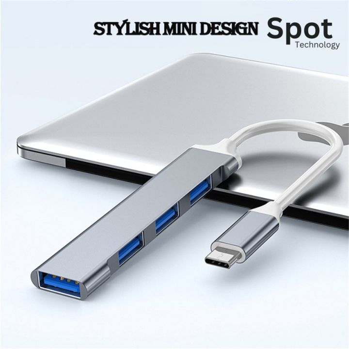 Spot%20-USB%20C%20/%20A%20HUB%203.0%20Metal%20%20Type%20C%204%20Port%20Multi%20Splitter%20Adapter%20For%20laptop%20Phone%20Tablet%20&%20Computer%20-%20Image%203