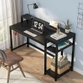 51" Black Computer Desk with Storage Shelves for Home Office. 