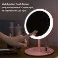 Rechargeable Makeup Mirror with Lights, LED Vanity Mirror Countertop Makeup Mirrors Touch Sensor On/Off Long Press to Adjust Brightness. 