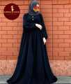 Marble Button Georgette Abaya for Women - Stylish Design with Flared Fit. 