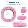 3PCS Fluffy Steering Wheel Cover Set Car Steering Wheel Cover For Toyota Pink Car Accessories For Girls Wheel Cover 15 Inch Warm(black). 
