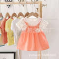 2024 Summer New Girl's Round Neck Dress Baby Girl Cotton Fashion Sling Fake Two Princess Skirts. 