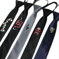 Men's embroidered tie JK zipper lazy easy to pull Korean version of the wedding personality mark logo narrow tie 5CM. 