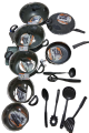 non stick  marble coated gem stone cookware imported quality sett 18 pcs glass lid. 