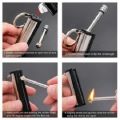 Permanent Match Keychain – Reusable Waterproof Flint Fire Starter for Camping, Hiking & Emergency Survival (Black). 