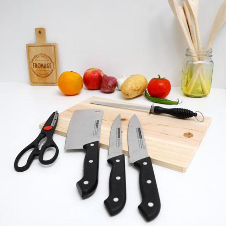 5Pc knife set with Wooden cutting board Kitchen Knife Set, 5 PCS Kitchen Knife Set with Cutting Board