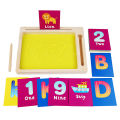 PinShang Sand Tray With Pen 36 Cards Toddler Wooden Sand Tray Toys Write Letters And Numbers Starter Educational Toys Gifts For Kids. 