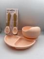 4pcs/set, 100% Silicone Baby Feeding Set 4 in 1, Silicone Divided Suction Plate, Led Weaning Set, Plates And Utensils Set, Tableware, Plate And Spoon, Christmas, Halloween And Thanksgiving Gifts - BPA Free. 