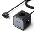 UGREEN CD268 DigiNest Cube Power Strip (3 AC outlets + 65W 2A2C) 7 USB Port Fast Charger HUB 65W Smart Wall Socket Extension Power Wall Adapter Charging HUB Power Strip Universal Charging Station Quick Charging Dock For All Brands Fast Charger With 7 USB. 