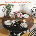 Round Dining Table, 47" Kitchen Dinner Table with Storage Shelf. 
